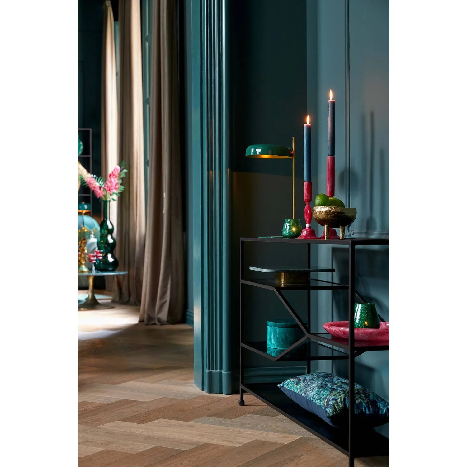 Maleka Table Lamp- Shiny Green Finish - Image 2