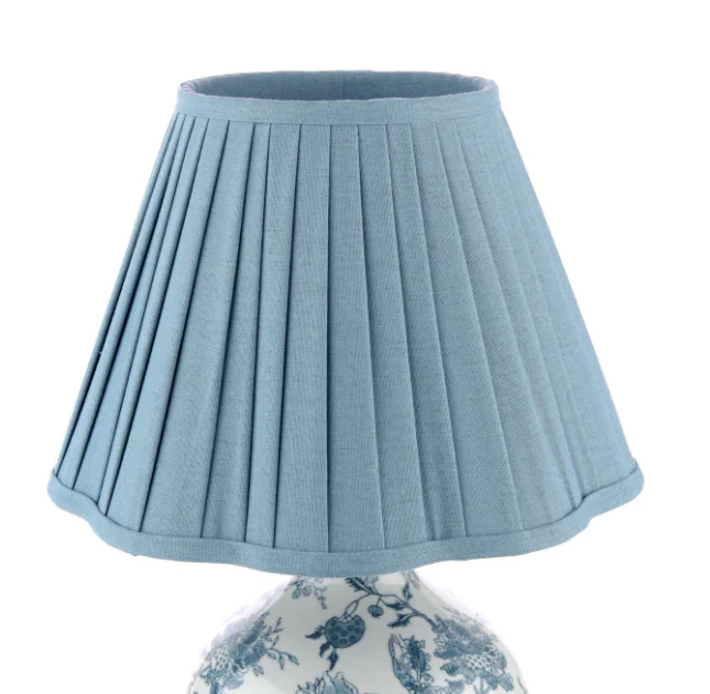 Maltby Table Lamp Blue Ceramic and Antique Brass With Shade - Image 2
