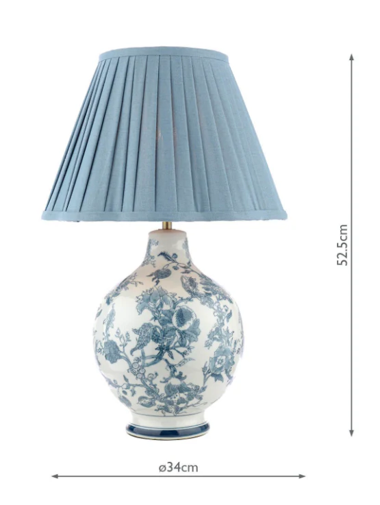Maltby Table Lamp Blue Ceramic and Antique Brass With Shade - Image 4