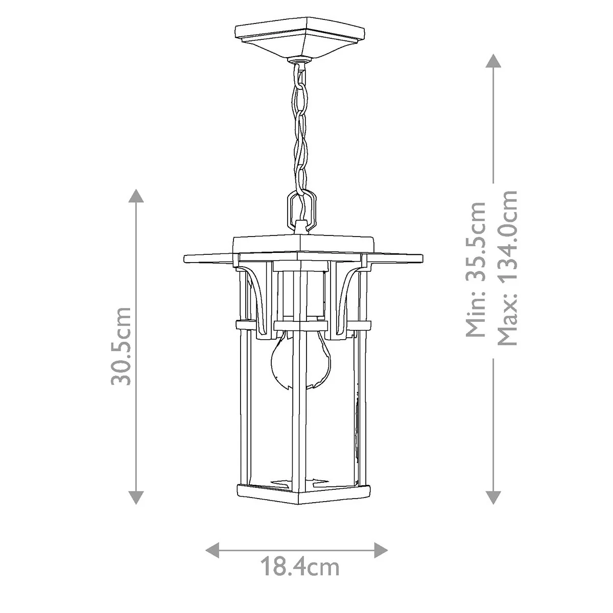 Manhattan 1 Light Chain Lantern - Oil Rubbed Bronze IP23 E27 - Image 5