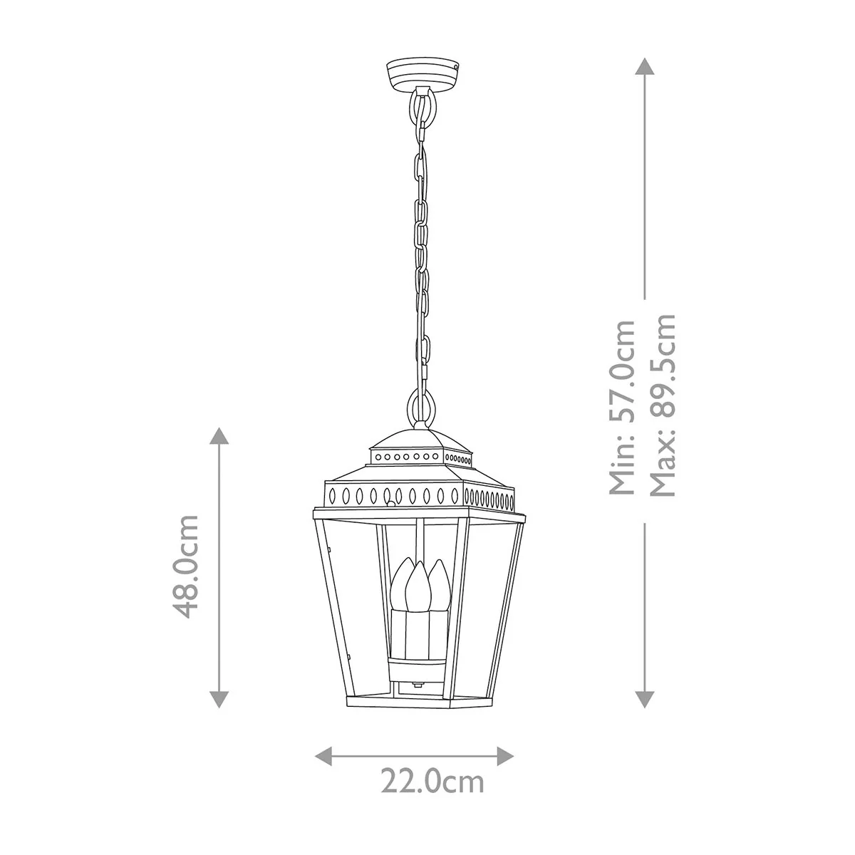 Mansion House 3 Light Chain Lantern - Aged Brass/Polished Nickel IP44 E14 - Image 10
