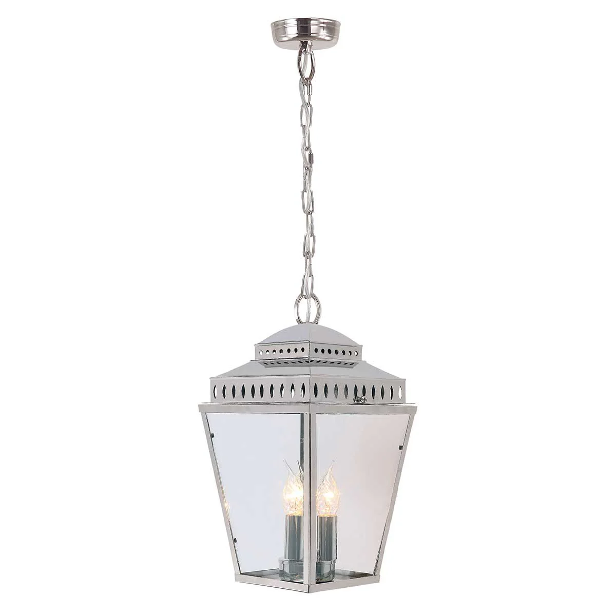 Mansion House 3 Light Chain Lantern - Aged Brass/Polished Nickel IP44 E14 - Image 2
