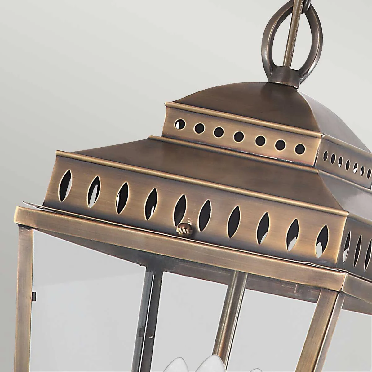 Mansion House 3 Light Chain Lantern - Aged Brass/Polished Nickel IP44 E14 - Image 4