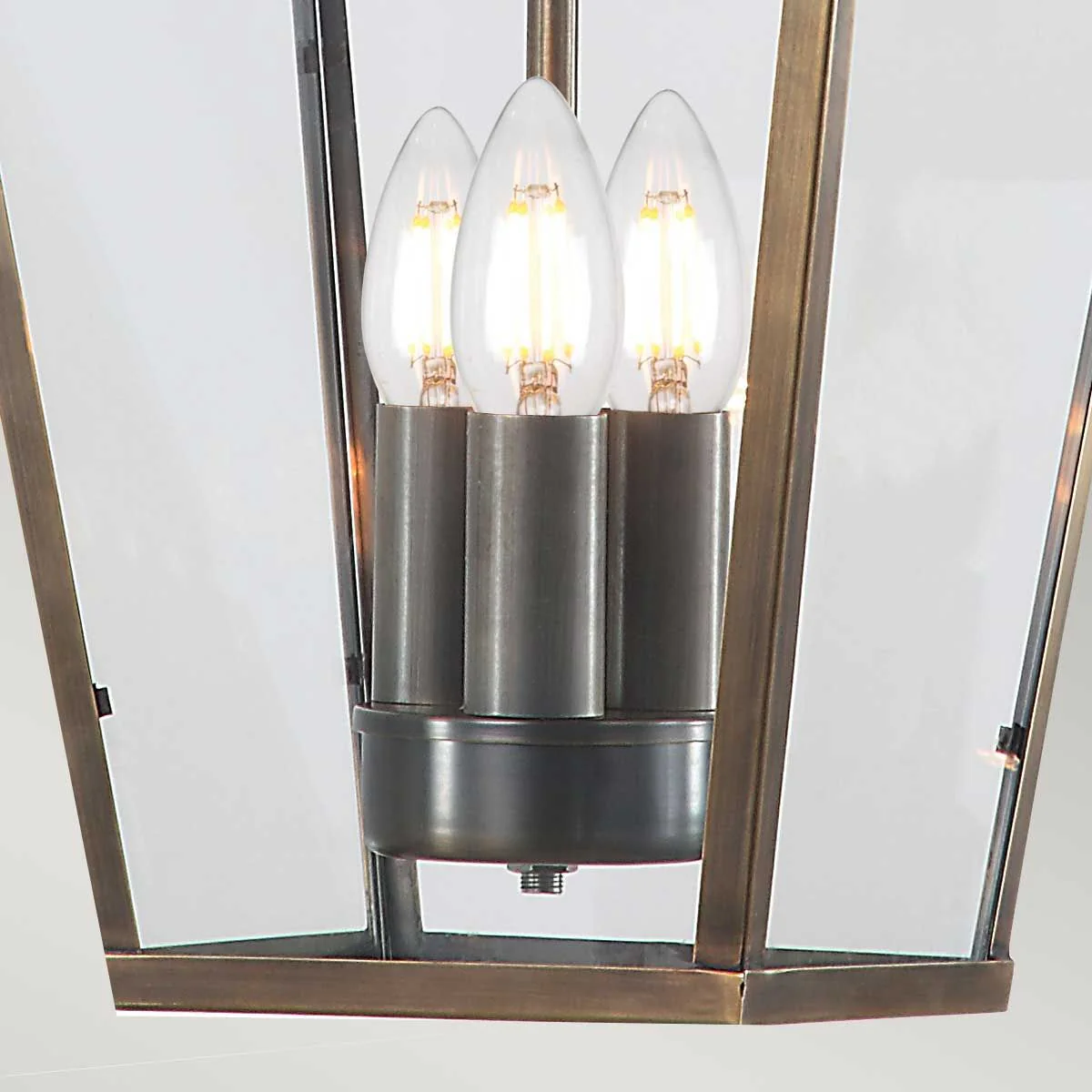 Mansion House 3 Light Chain Lantern - Aged Brass/Polished Nickel IP44 E14 - Image 5