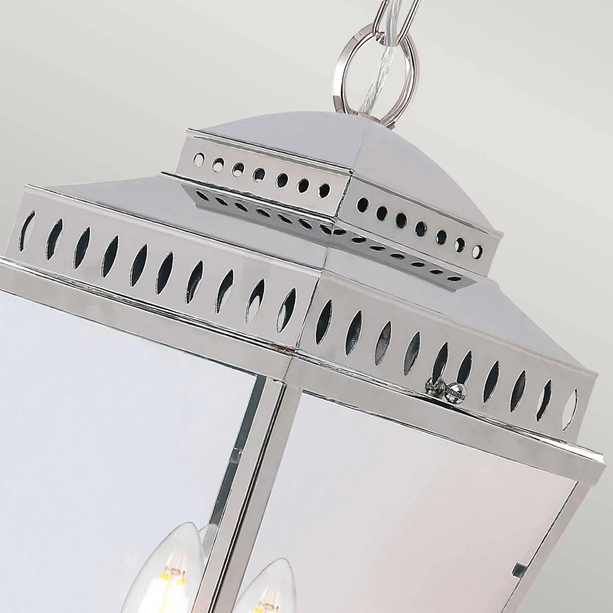 Mansion House 3 Light Chain Lantern - Aged Brass/Polished Nickel IP44 E14 - Image 8
