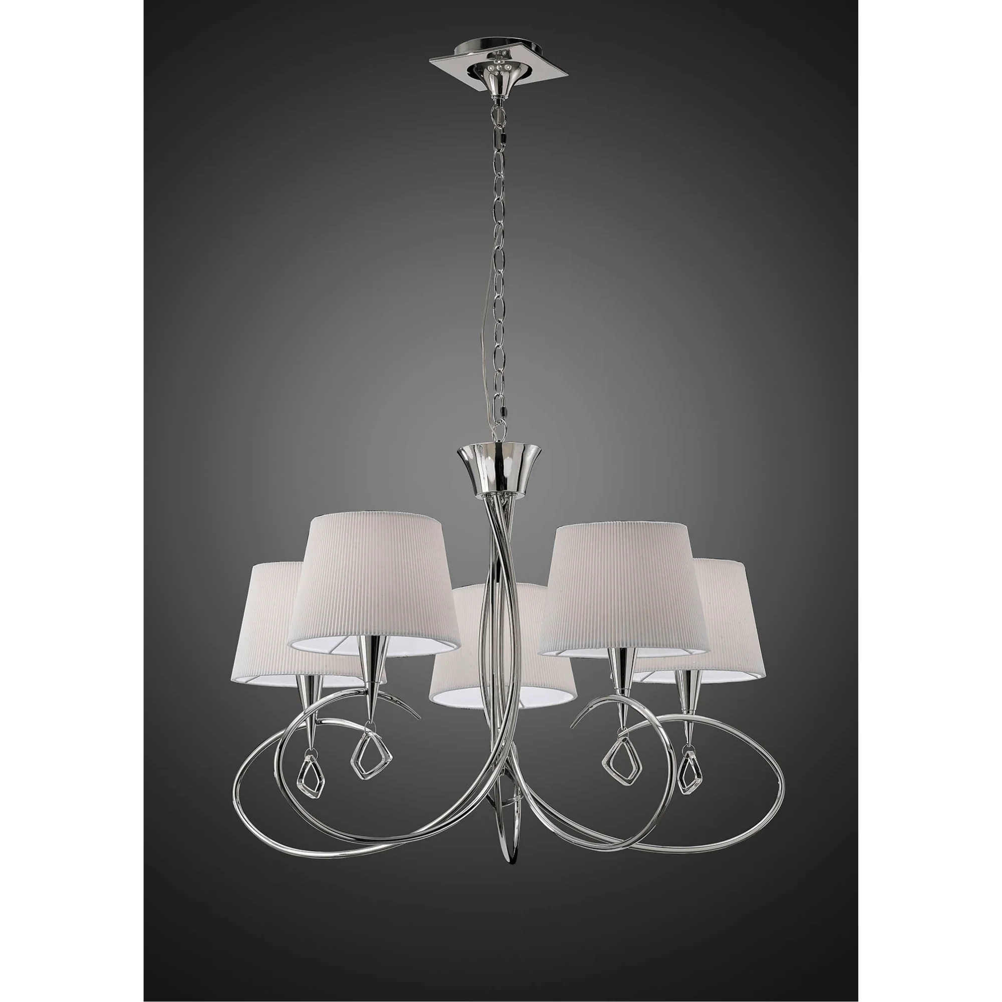 Mara Pendant 5 Light Polished Chrome With Ivory White Shades - Image 2