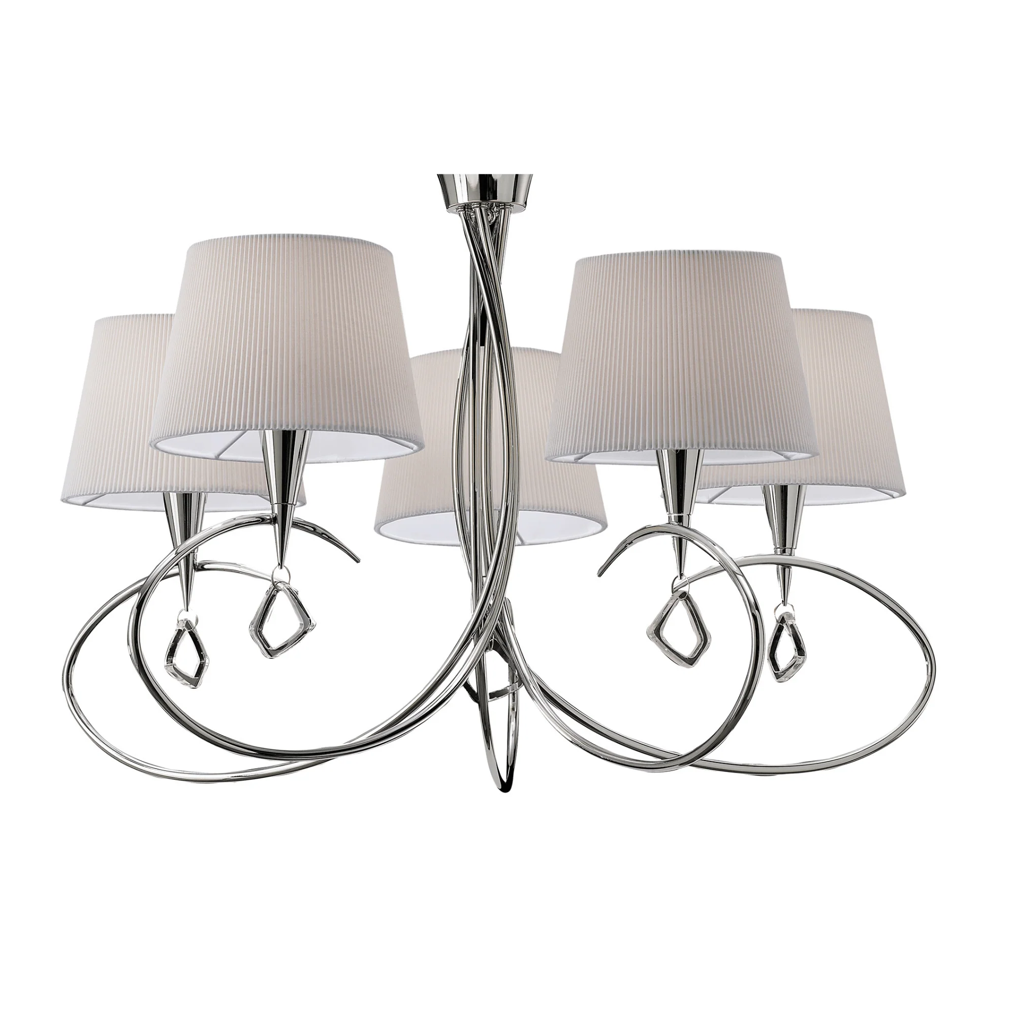 Mara Pendant 5 Light Polished Chrome With Ivory White Shades - Image 3