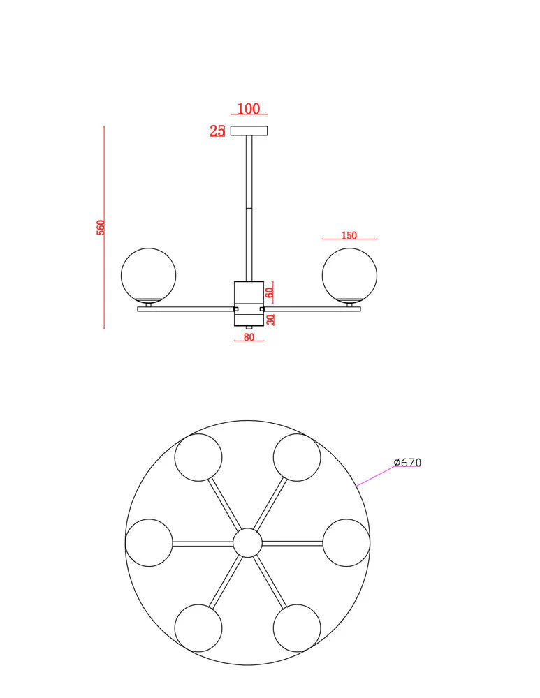 Camina 6/8Lt Chandelier - Brass Finish - Image 4