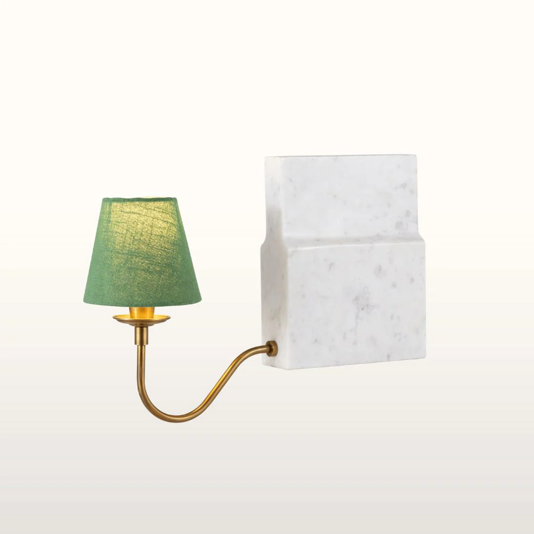 Valentia Marble Bookshelf Lamp- Green/White Shades - Image 2