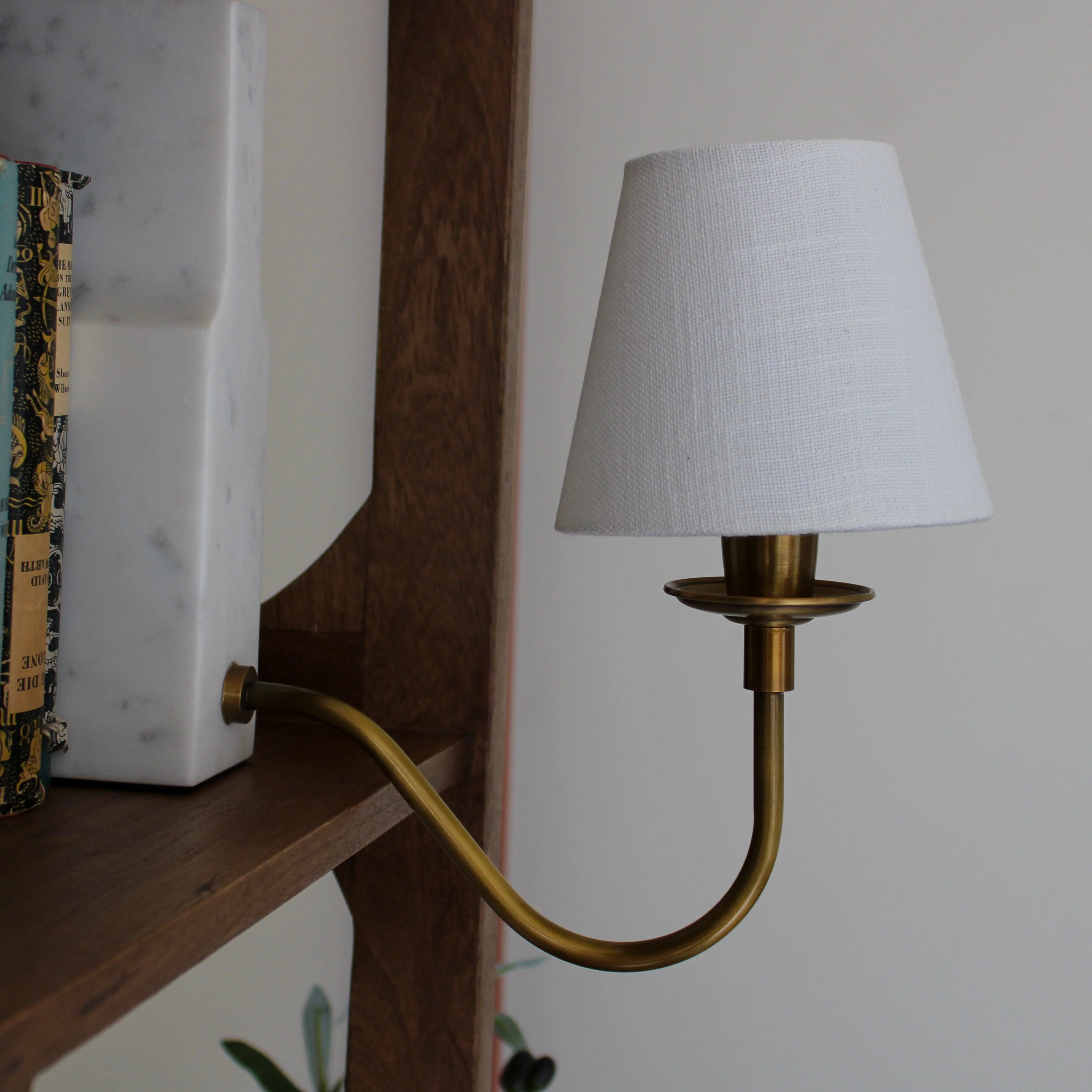 Valentia Marble Bookshelf Lamp- Green/White Shades - Image 4