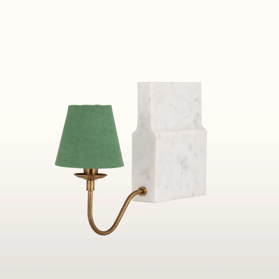 Valentia Marble Bookshelf Lamp- Green/White Shades - Image 6