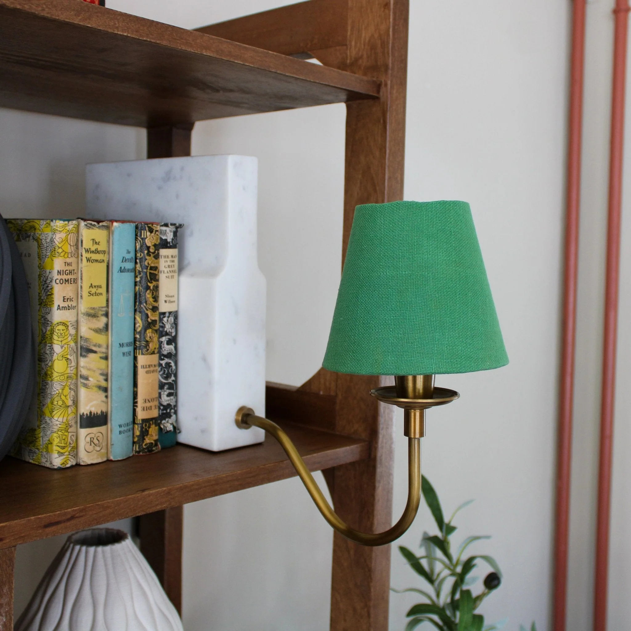 Valentia Marble Bookshelf Lamp- Green/White Shades - Image 7