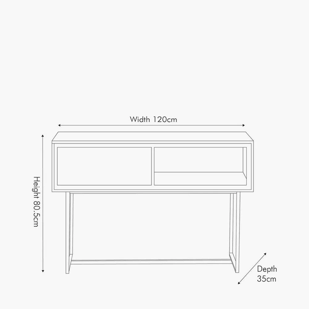 Marca Acacia Wood 1 Drawer Console Table - Plateled Finish - Image 6