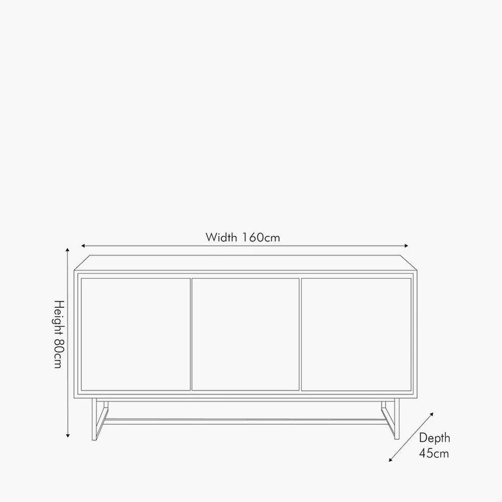 Marca Acacia Wood 3 Door Sideboard - Textured Wood Finish - Image 4