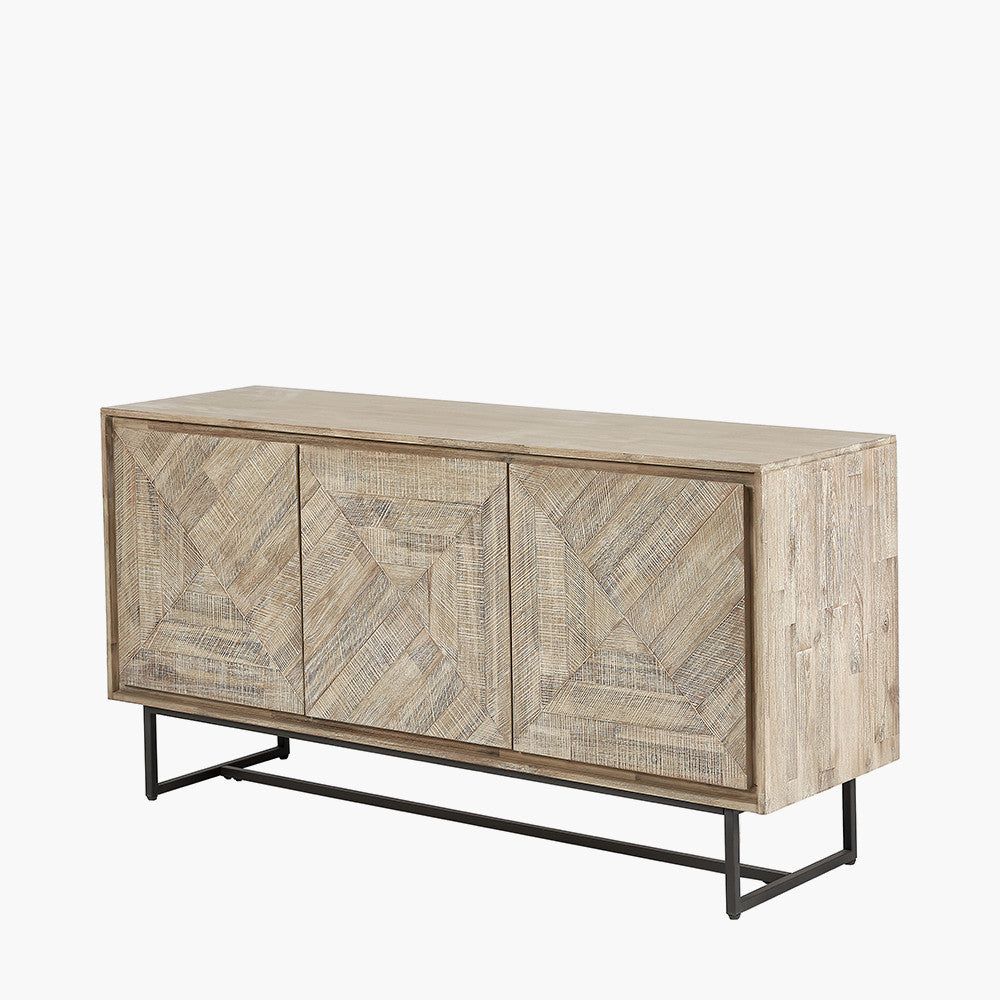 Marca Acacia Wood 3 Door Sideboard - Textured Wood Finish - Image 5