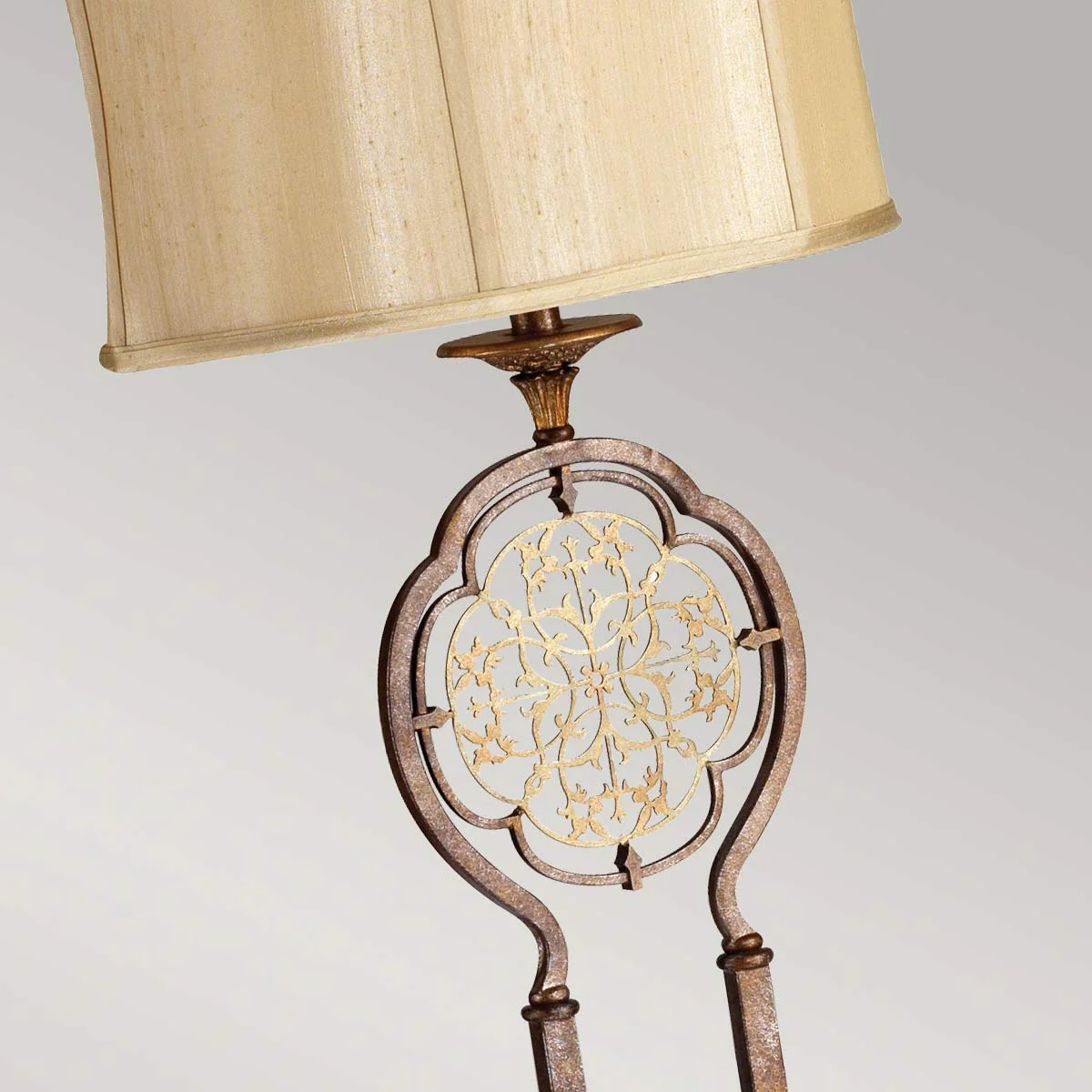 Marcella 1 Light Floor Lamp - British Bronze & Oxidized Bronze with Light Gold Shade E27 - Image 3
