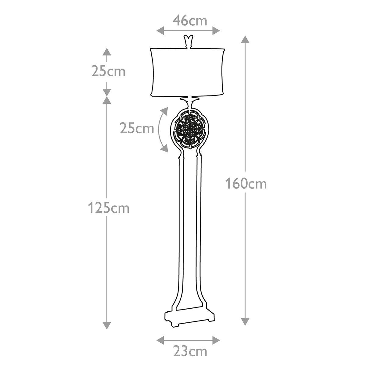 Marcella 1 Light Floor Lamp - British Bronze & Oxidized Bronze with Light Gold Shade E27 - Image 5