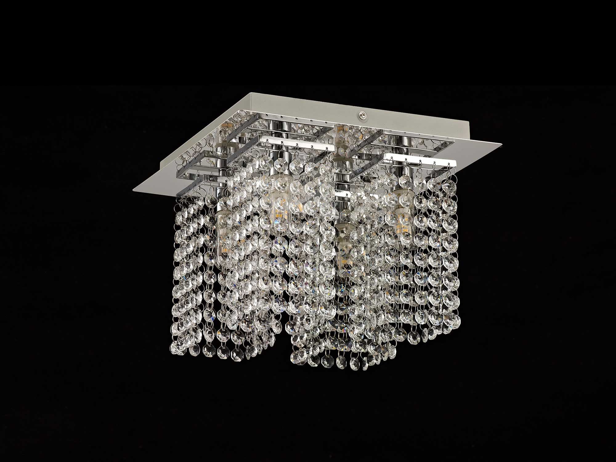 Marian Bathroom Ceiling Light, 1 x G9/4 x G9 - Polished Chrome  & Crystal Finish IP44 - Image 3