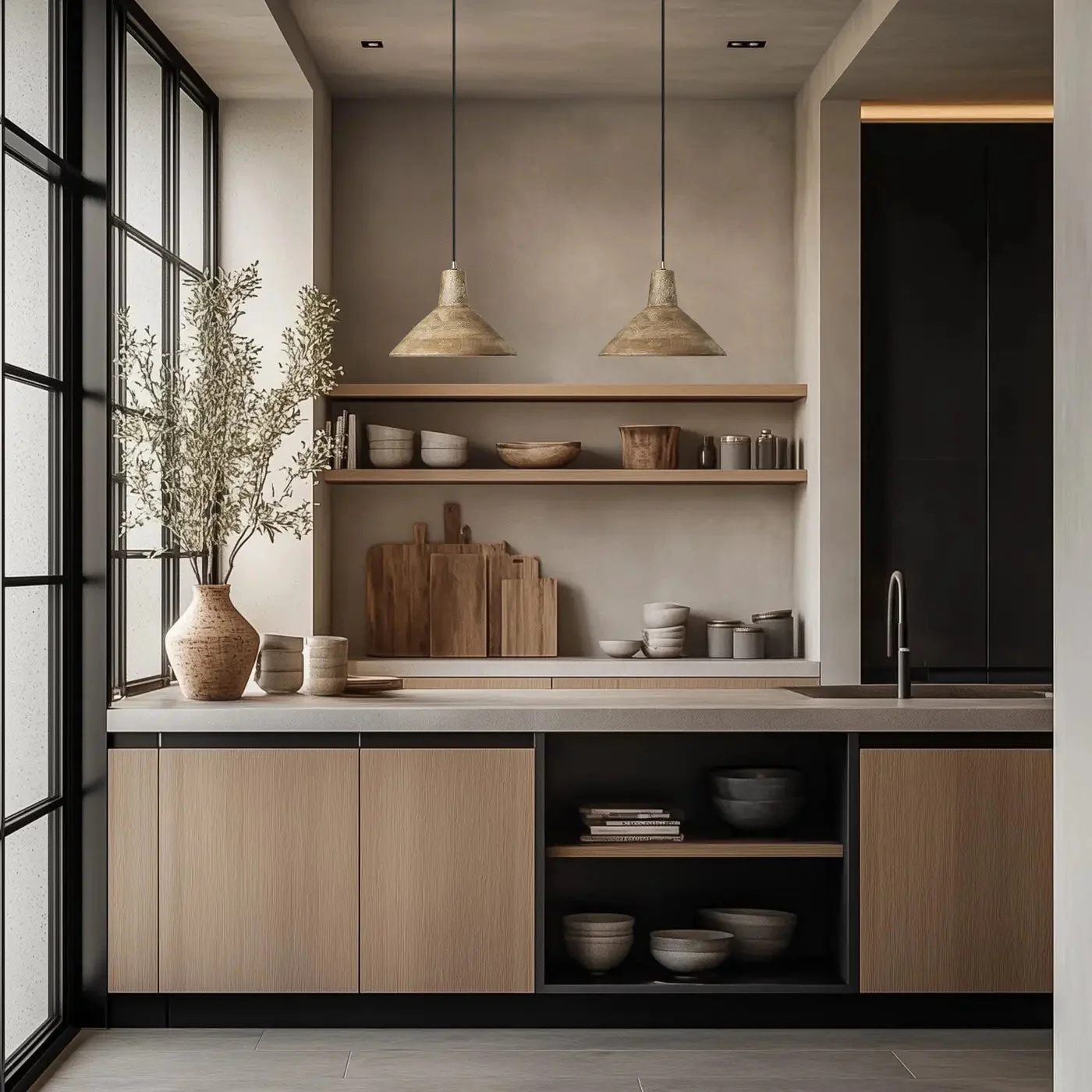 Maribo Wooden Pendant Light - Black/ Natural Finish - Image 11