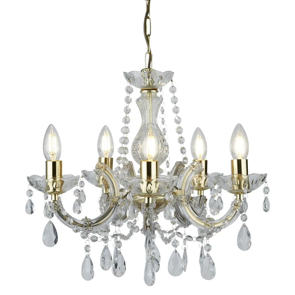 Marie Therese 5Lt Chandelier Ceiling Light - Various Crystal Finishes