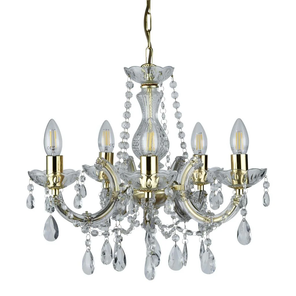 Marie Therese 5Lt Chandelier Ceiling Light - Various Crystal Finishes - Image 3