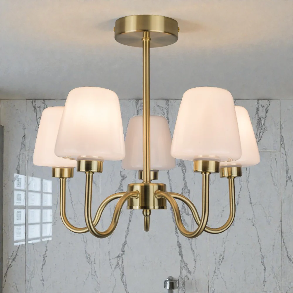Marina 3/5Lt Bathroom Ceiling Light- Satin Brass/ Polished Chrome Finish - Image 11