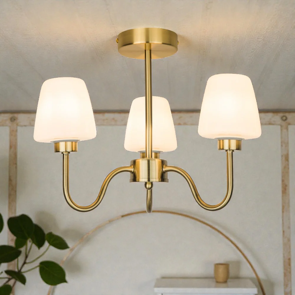 Marina 3/5Lt Bathroom Ceiling Light- Satin Brass/ Polished Chrome Finish - Image 8