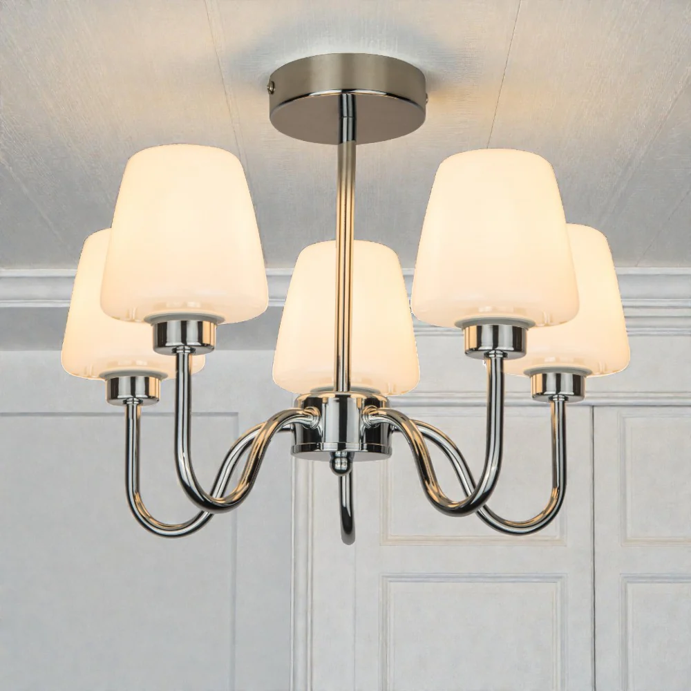 Marina 3/5Lt Bathroom Ceiling Light- Satin Brass/ Polished Chrome Finish - Image 9