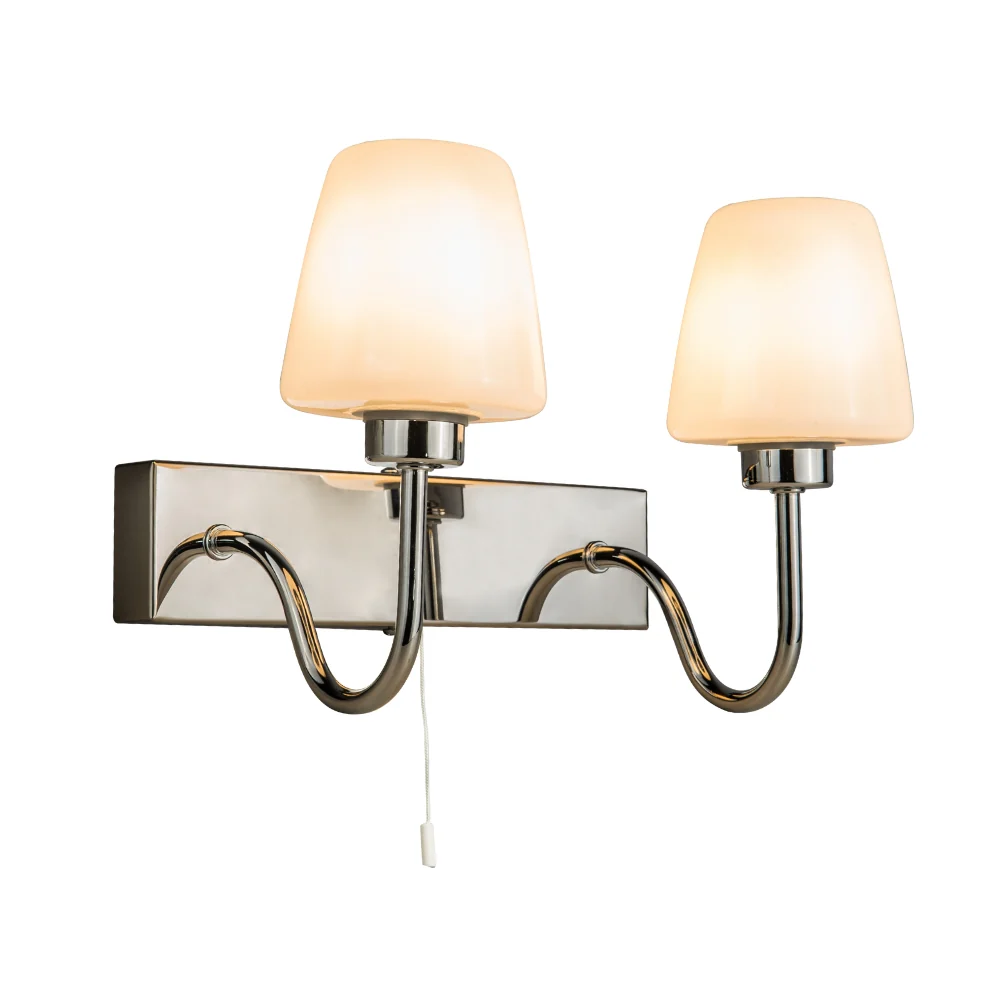 Marina IP44 Double Bathroom Wall Light- Satin Brass/ Polished Chrome Finish - Image 2