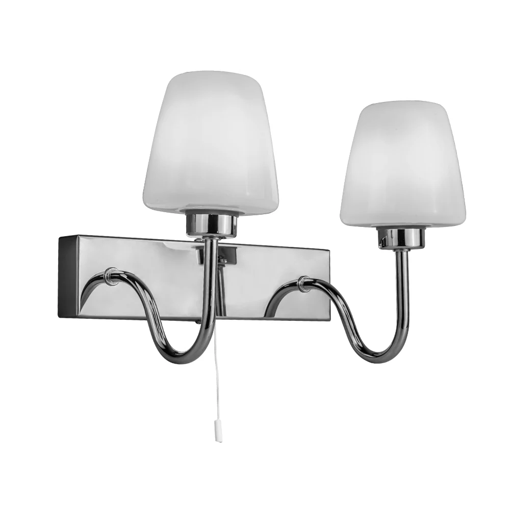 Marina IP44 Double Bathroom Wall Light- Satin Brass/ Polished Chrome Finish - Image 4