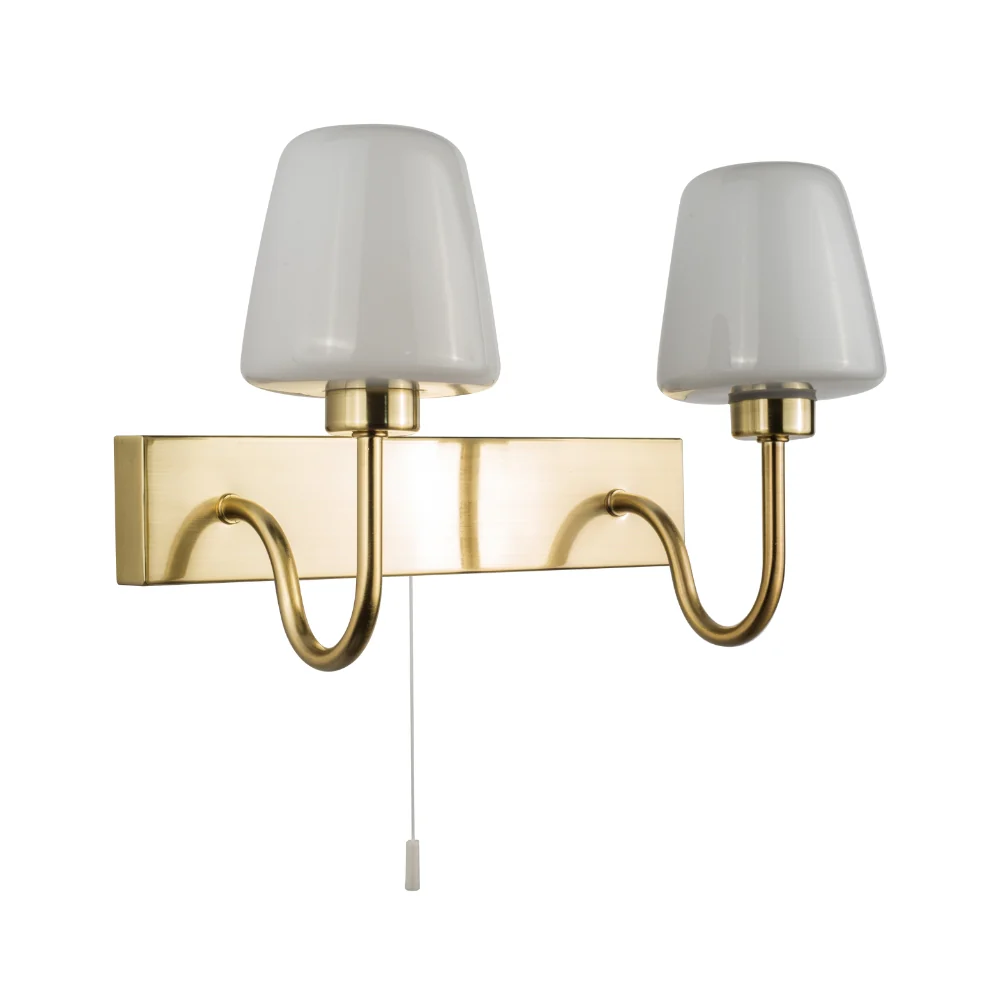 Marina IP44 Double Bathroom Wall Light- Satin Brass/ Polished Chrome Finish - Image 6