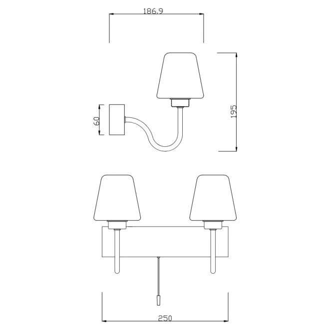 Marina IP44 Double Bathroom Wall Light- Satin Brass/ Polished Chrome Finish - Image 7