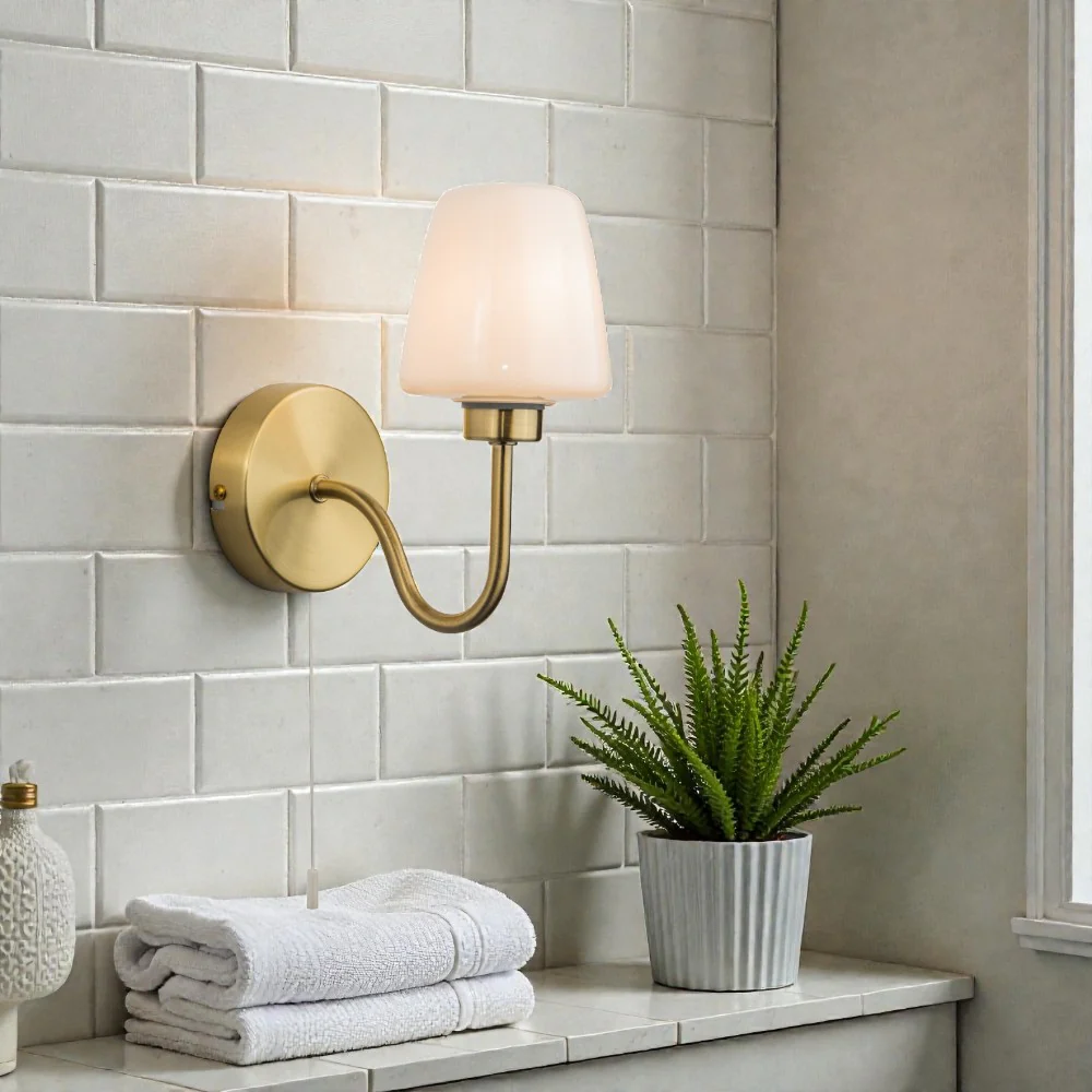 Marina Single Bathroom Wall Light IP44- Polished Chrome/ Satin Brass Finish - Image 5