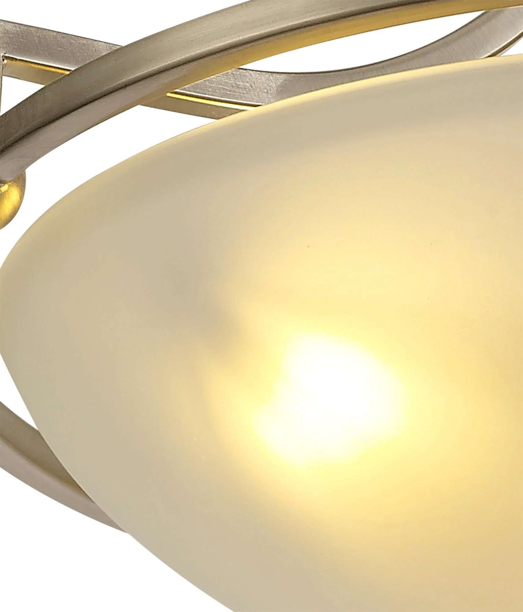 Mario Semi-Flush Ceiling 3 Light, Antique Brass/Frosted Glass - Image 6