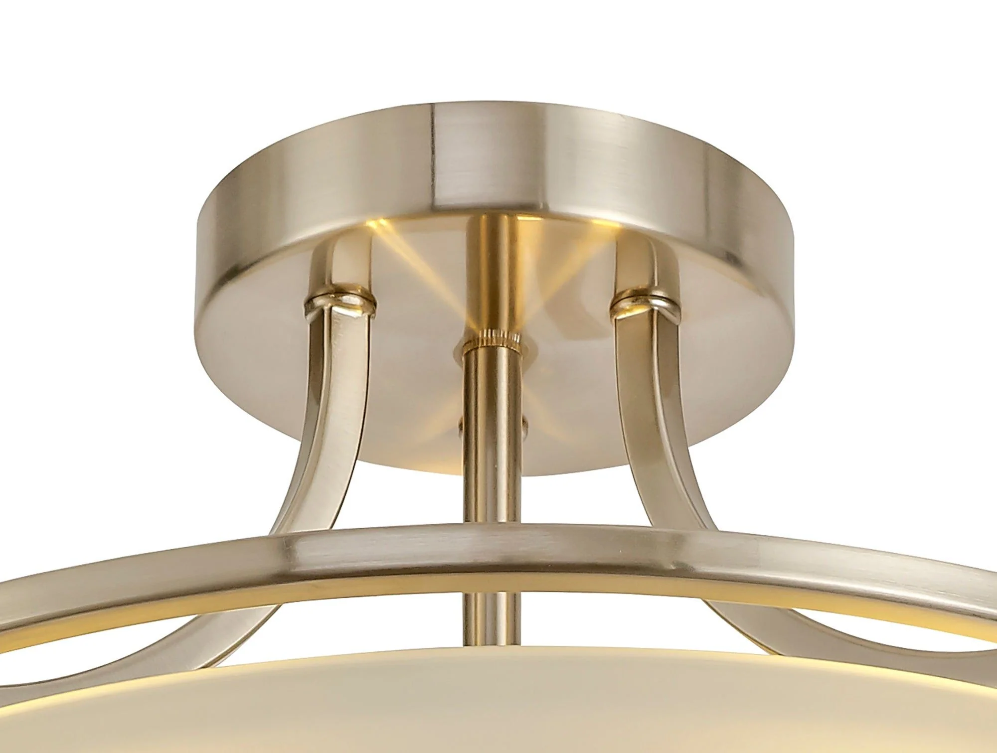 Mario Semi-Flush Ceiling 3 Light, Antique Brass/Frosted Glass - Image 4