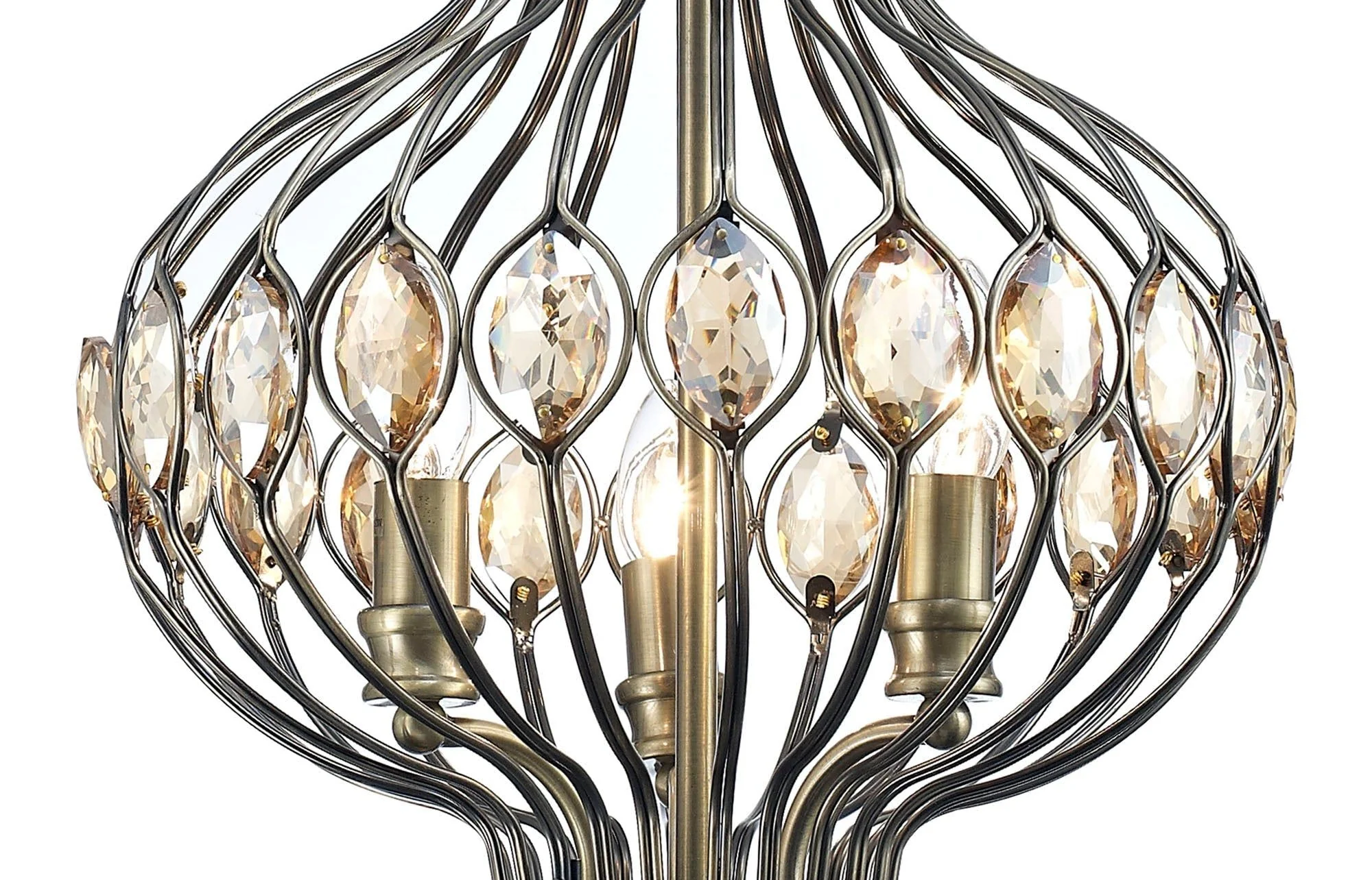 Marisa 3Lt Pendant, Antique Brass/Amber Crystal - Image 3