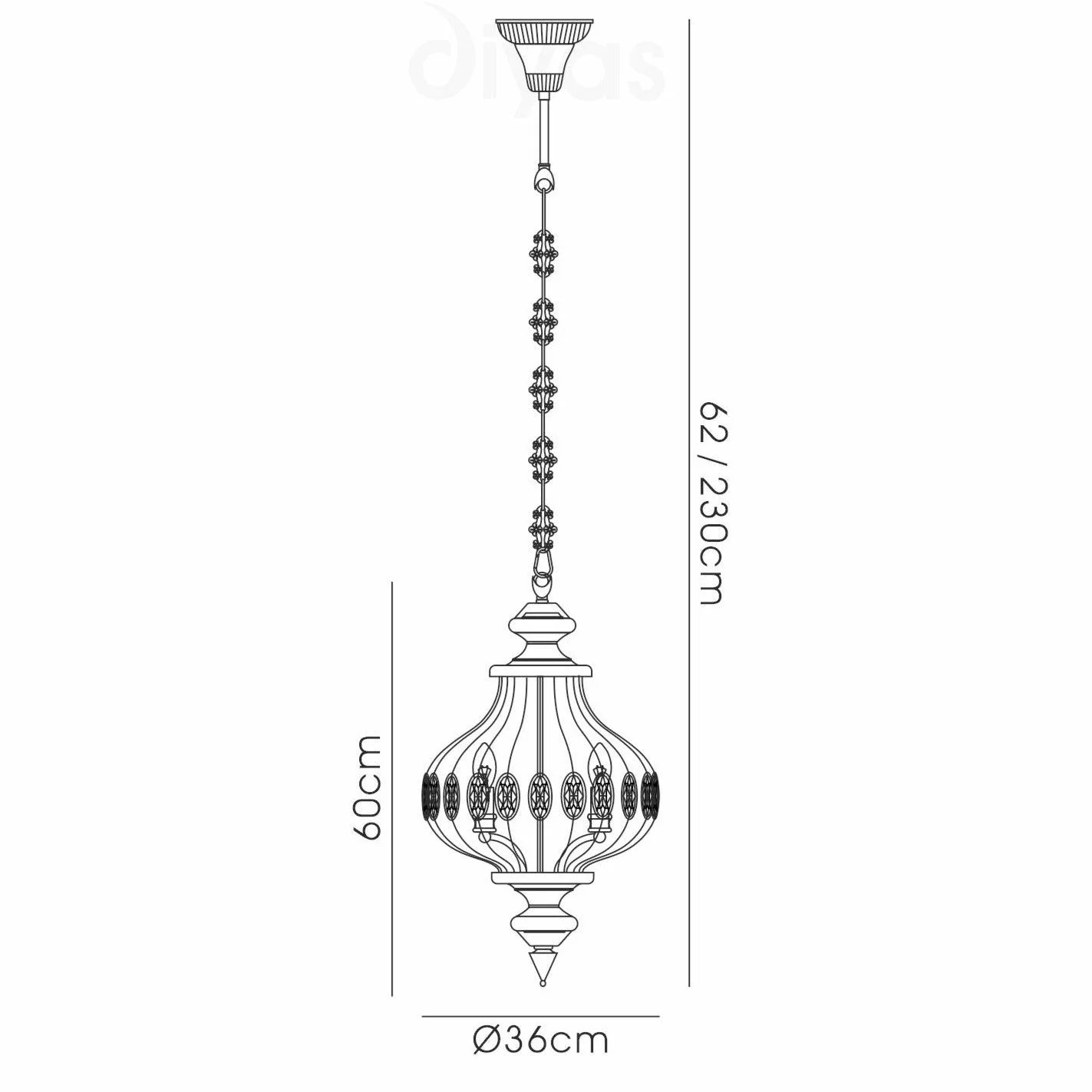 Marisa 3Lt Pendant, Antique Brass/Amber Crystal - Image 6
