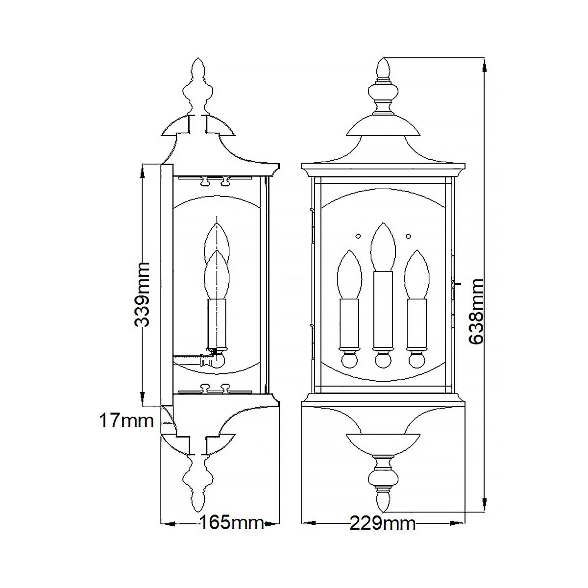 Market Square 1/3Lt Wall Light - Oil Rubbed Bronze E14 IP44 - Image 13