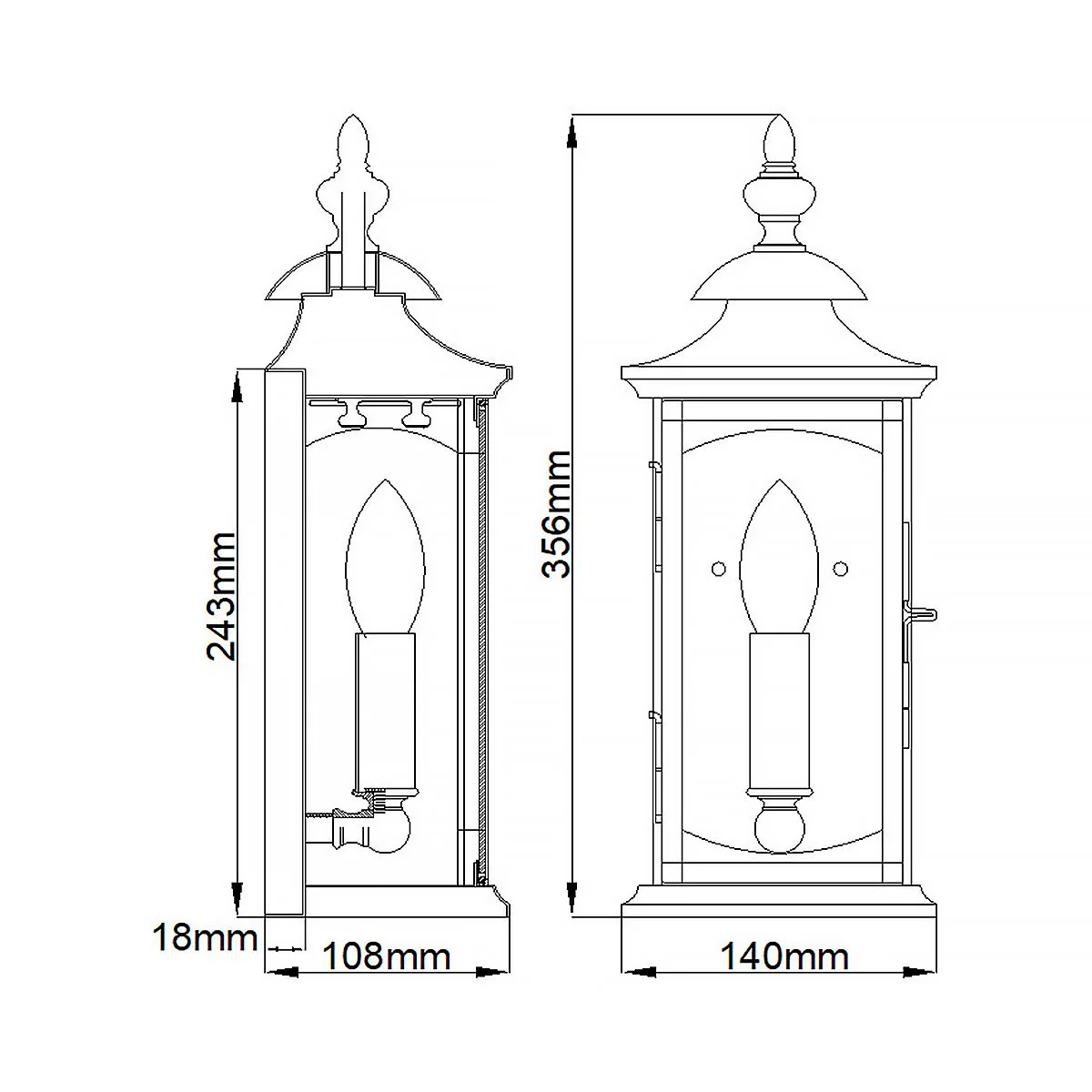 Market Square 1/3Lt Wall Light - Oil Rubbed Bronze E14 IP44 - Image 6