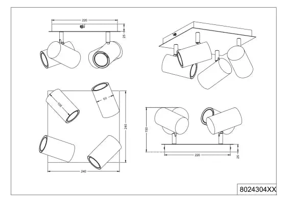 Marley 4Lt Square Plate Spotlight - Image 3