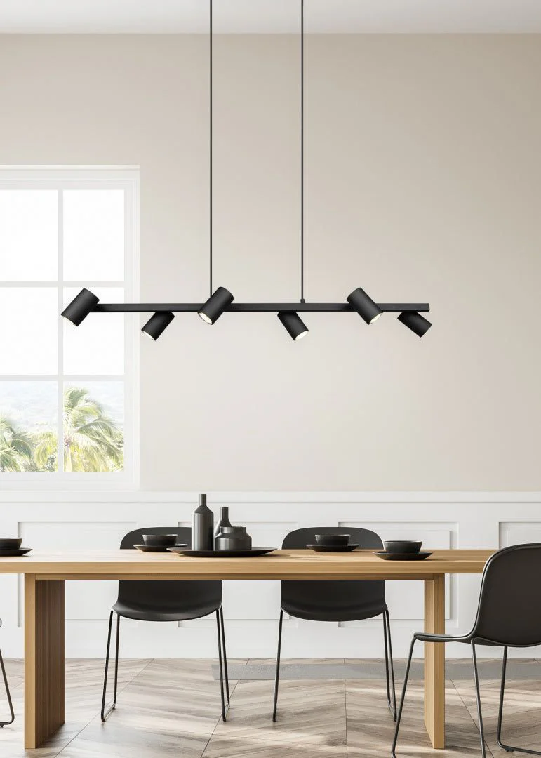 Marley 6Lt Hanging Lamp - Matt BlackFinish - Image 3