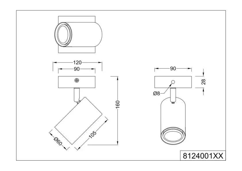 Marley Wall/Ceiling Spotlight - Various Colours - Image 11
