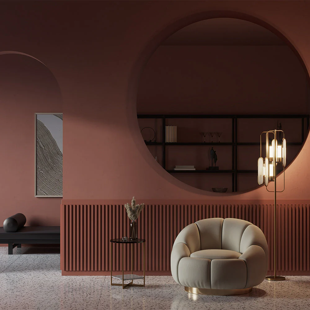 Marmo Floor lamp G9 - Gold & White Finish - Image 3