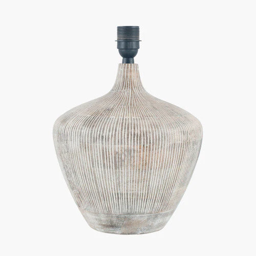 Manaia Table Lamp Base Textured Wood- Antique Black& White Wash - Image 2