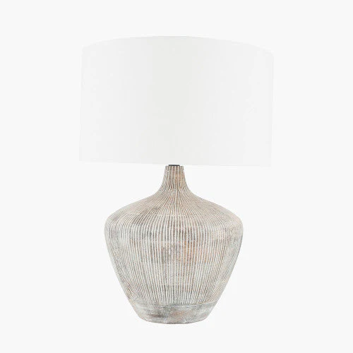 Manaia Table Lamp Base Textured Wood- Antique Black& White Wash - Image 3
