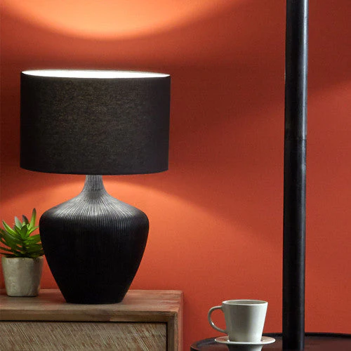 Manaia Table Lamp Base Textured Wood- Antique Black& White Wash - Image 4