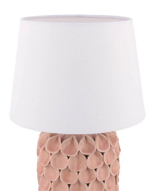 Marwick Table Lamp Pink Ceramic and Brushed Silver With Shade - Image 2