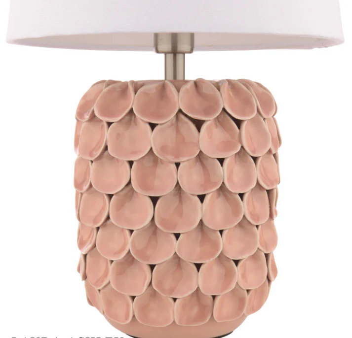 Marwick Table Lamp Pink Ceramic and Brushed Silver With Shade - Image 3