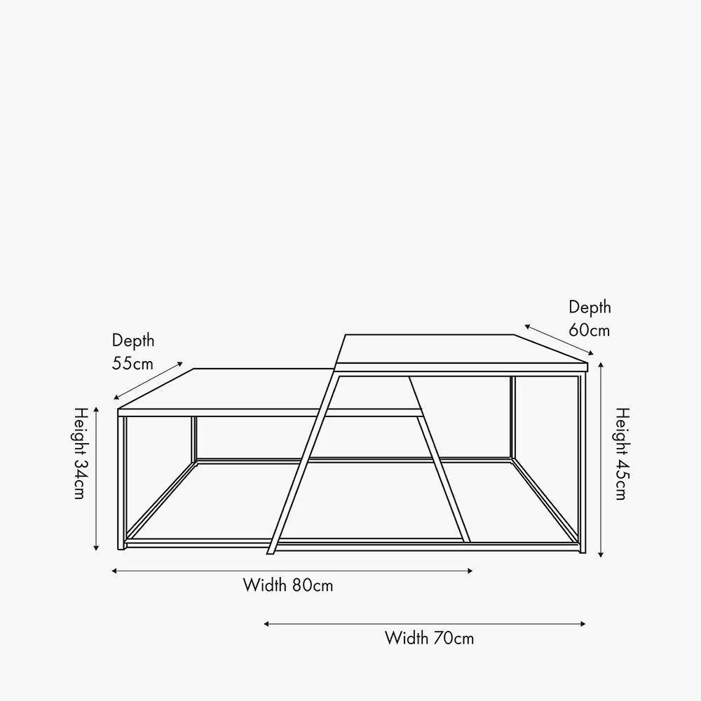 Mashiko Set of 2 Black Ash Veneer and Black Metal Coffee Tables - Image 7