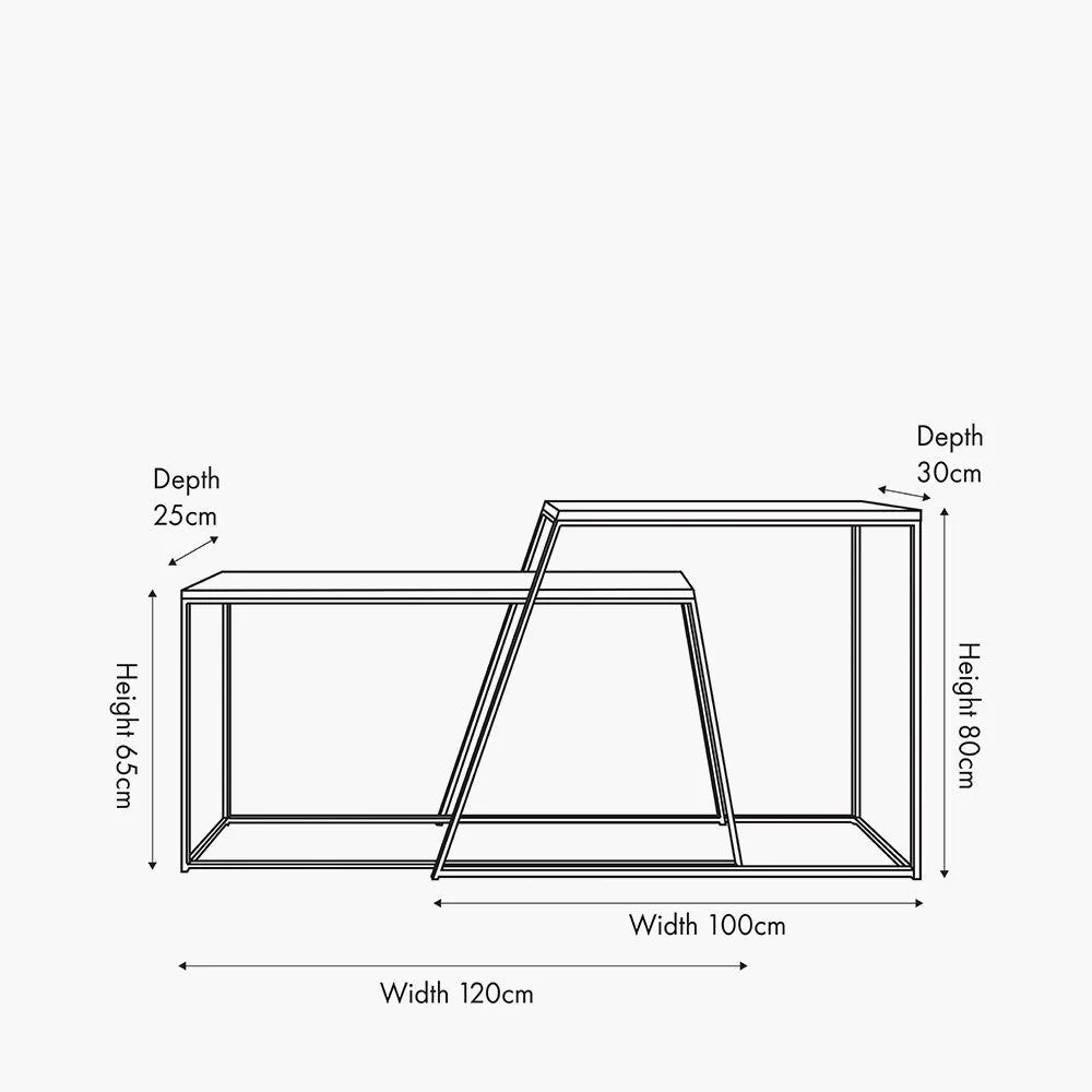 Mashiko Set of 2 Black Ash Veneer and Black Metal Console Tables - Image 6